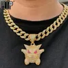 Hip Hop Iced Out Gengar Bling Geist Legierung Gold Farbe Anhänger Halskette Für Männer Frauen Schmuck Mit Ketten Necklaces204Y