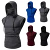 Herr t -skjortor herr mode hooded mask tank tops hoodie ärmlös manlig bodybuilding träning träning gym kläder sommar