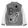 Burrberry Hommes Veste Marque Lourde Broderie Gris Blanc Manches Patchwork Veste Baseball Manteau Veste Lâche Pull Hommes Femmes À Capuche Mode Coton Jac B3JD #