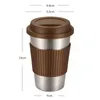 Tasses Tasse à café en acier inoxydable de 400 ml avec anneau anti-brûlure en silicone, couvercle de tasse de bière Cola à la mode