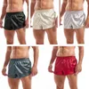 Underbyxor satin underkläder boxare mäns sexiga boxare trosor slät siden pyjamas shorts löst split man lounge boxershorts hem sömn bottnar 230412