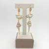 Dangle Chandelier YYGEM Sea Snail shell drop Yellow gold Plated White Biwa Pearl dangle Earrings punk style for women 230412