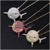 Pendant Necklaces Iced Out Large Shark Necklace Mens Hip Hop Jewelry Rose Gold Sier Drop Delivery Pendants Dhgarden Otnc2