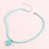 Pendant Necklaces Opal Crystal Heart Necklace Fashion Women 4mm Small Gemstone Beaded Chokers BOHO Jewelry