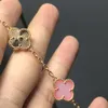 vanly cleefly bracelet bangle Golden Five Flowers Lucky Four leaf Grass Pink Shell Laser Bracelet Girl Luxury Little Friends Gift for Girlfriend