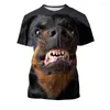 Herr t-skjortor sommar 3d utskrift söt husdjur tysk herde hund rottweiler t-shirt avslappnad rolig topp mode unisex kortärmad skjorta