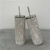 20oz Bling Diamond Thermos Bottle Coffee Cup med halm rostfritt stål vattenflaskor tumblers mugg tjej kvinnor gåva 211026234m