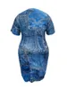 Casual Dresses LW Plus Size Dress Imitation Denim V Neck Pocket Design Dress Women T-shirts Dress Summer Loose Dress for Womens 230412