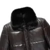 Leer Leer Faux Echte jas Men Winter Down Sheepskin Coat kraag Chaqueta Cuero Hombre 81S18001 YY264