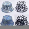 Wide Brim Hats 2023 Fashion Summer Reversible Black Blue Coconut Tree Printed Fisherman Caps Panama Bucket Gorro Pescador Men Women