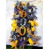 Decoratieve bloemen Halloween Bloemring Deur Hangende Huisdecoratie Hanger Flocked Christmas Wrans Bow