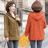 Women's Trench Coats 2023 Thickening Autumn Winter Jackets Middle-Aged Elderly Coat Cotton Warm Add Velvet Hooded Outerwear Female Tops