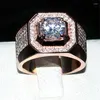 Clusterringen Choucong Jewelry Men's 925 Sterling Silverrose Gold 1.5ct Diamant Paev Cz Stone Ring Betrokkenheid trouwringen Boys SZ