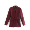 Kvinnor i Europa och USA i höstens vindklänning 2023 Röda ulljackor Suits 2203