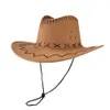 Western cowboy hoeden unisex retro ridder hoed zon vizier cowgirl wide rig hoeden zomer prairie toerisme ruiter hoofdtoets hoofdtoets buitenrijden camping wandel cap bc600