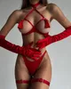 Sexig uppsättning ellolace sensuell tassel fetisch underkläder se genom öppen behå bilizna intim nakna crotchless trosor exotiska s 230411