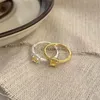 Bagues de cluster Amaiyllis 925 Sterling Silver Light Luxury Yellow Zircon Twist Ring Simple Index Finger Jewelry