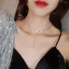 Choker Korean Fashion Set Auger Star Chokers Halsband Kvinnor 2023 Simple Pearl Clavicular Chain Sexig nattklubbar Bar Smycken