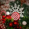 Decorative Flowers 23 Christmas Wreath Candy Cane Artificial Window Door Hanging Garlands Decoration Rattan Home N4C2