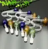 Rökande rör mini Hookah Glass Bongs Färgglad metallform Färgad jordgubbsglas krökt kruka