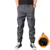 Pantalones de invierno para hombre, pantalones de chándal de lana gruesa para hombre, pantalones deportivos holgados con múltiples bolsillos, pantalones de chándal cálidos e informales para hombre, M-6XL de carga