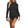 Casual Dresses Fashion Women Ladies Autumn Sexy Bodycon Dress Long Sleeve Mock Neck Solid Color Ruched Stretch Mini Club Black White