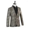 Herrdräkter män Slim Designs Masculino Homme Terno Stage Costumes For Singers Leopard Blazer Dance Clothes Jacket Star Style Dress