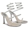 renecaovilla women cleo Sandals Shoes女性クリスタルストラップグリッターソールハイヒールレディグラディエーターサンダリアパーティーウェディングエレガントなウォーキングEU35-43ボックス付き