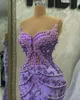 2023 April Aso Ebi Lavender Mermaid Prom Dress Pearls Sequined Lace Evening Formal Party Second Reception Birthday Engagement Gowns Dresses Robe De Soiree