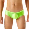 Underpants Men Briefs Satin Glossy Slim Underpant Bulge Pouch Low Waist Panties Underwear Oil Shiny Underwear StretchSolid Color W0412