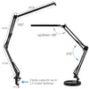 Desk Lamps LED Desk Lamp with Clamp and Round Base Eye Caring Table Lamp with Swing Arm 3 Color Modes 10 Brightness Levels Memory Function P230412