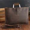 Briefcases High Fashion Luxury Clutch Bag Men's A4 File Document Purse Wallet Top Layer Ipad Leather Business Briefcase Cowkskin