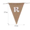Party Decoration Candy Bar Heart Print Banner Hessian Pennant Triangle Burlap Flags For