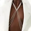 Цепочки с кисточками V-образной формы, массивное ожерелье, эффектные ювелирные изделия, модная цепочка со стразами на грудь, верхняя жгут, аксессуары для талии и живота для женщин