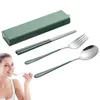 Dinnerware Sets 1 Set/3 Pcs Portable Stainless Steel Cutlery Set With Box For People To Travel Use Chopsticks Spoon And Fork Tableware