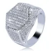 Diamant Cuba Bague Hip Hop Cube Cuivre Or Argent Couleur Plaqué Glacé Micro Pave Cubique Zircon Bague pour Hommes Femmes Bijoux Anneaux