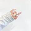 Anéis de casamento Acessórios para mulheres Design Sense Pearl Irregular Ring aberto doce