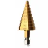 Freeshipping 3PC HSS Titanium Coated Step Drill Bit för metall 3-12mm 4-12mm 4-20mm höghastighetsstål Borrbit träborr Power Tools POQQ