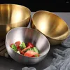 Schalen Große Kapazität Edelstahl Salat Koreanische Suppe Reis Nudel Ramen Schüssel Küchenbehälter Gold 15X7CM