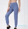 Lu Yoga femmes pantalons de survêtement taille haute doux femmes poches pantalon formation dame pantalons de Jogging