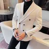 Ternos masculinos estilo britânico duplo breasted blazer jaqueta roupas masculinas negócios formal wear fino ajuste casual smoking terno casacos de alta qualidade