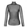 Women's T Shirts Summer Fashion Women T-Shirt Chic Mesh Sheer Hollow Black Sparkly Sequin Sexy Long Sleeve Stretchy Mujer Femme Party Club