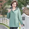 Women's Jackets 2023 Mom Spring Casual Windbreak Coat 40 Year Old 50 Middle-Aged And Elderly Women'S Hooded Loose Zipper Jacket