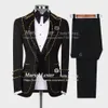 Herrenanzüge Blazer Luxus Hochzeitsanzüge für Männer Gold/Schwarz Perlen Blazer Männlich Modedesign Bankett Party Bräutigam Tragen Smoking Plus Größe 3 Stück Set 231110