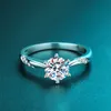 With Side Stones Smyoue D Color 3 Solitaire Engagement Ring For Women Sparkling Lab Grown Diamond Band Ring 925 Silver Jewelry 230411