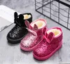 Winter Mode Pailletten Schnee Boot Mädchen Plüsch Warme Non-slip Baumwolle Schuhe Kinder Mode Bogen Hase Prinzessin Schuhe Kinder stiefelette