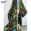 Women's Swimwear WINYI Bikini Cover-ups Black Retro Fashion printing Self Belted Women Summer Clothing Kimono Dress Beach Wear Swim Suit Cover Up 230412