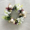 Decorative Flowers Easter Wreath Spring Imitation White Eggs Decor Farmhouse Wall Home Gift Diy Front Door Decoration