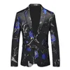 Herrdräkter blazers mäns kostym jacka bröllopsfest blommor broderad klänning kappa mode smala blazers röd grön blå m-6xl tuxedo 231110