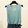 Camisoles Tanks Sexy Shiny Knitted Summer V-Neck Diamond Tank Top Femme Ultra Thin Top Femme Flash T-shirt sans manches Débardeur 230412